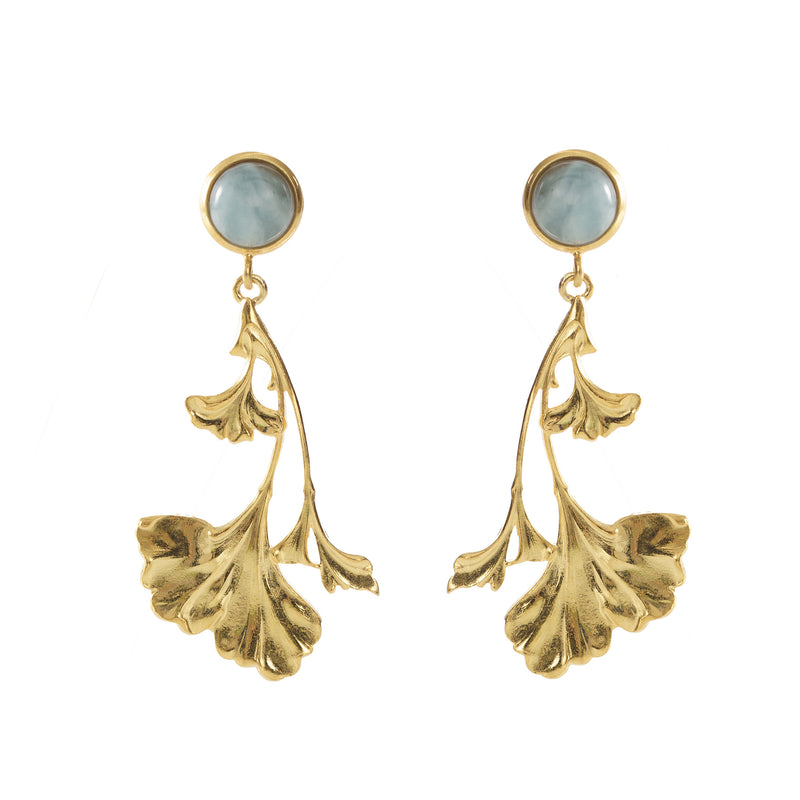 DAHLIA earrings gold-plated with an amazonite cabochon