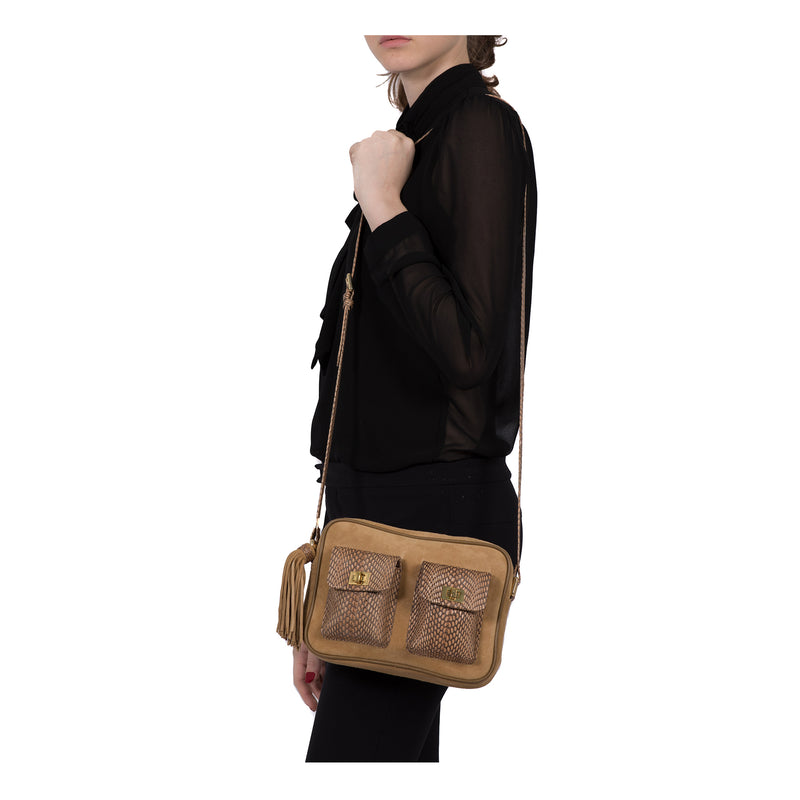 CAMBAG, crossbody bag Canyon cobra and lamb suede