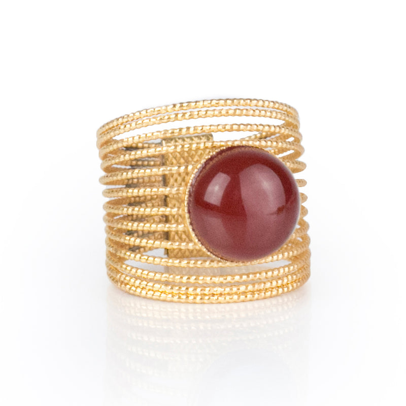ENEE,  Gold-Plated Ring with a Carnelian stone