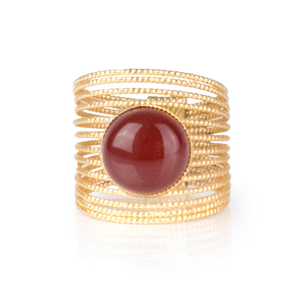 ENEE,  Gold-Plated Ring with a Carnelian stone