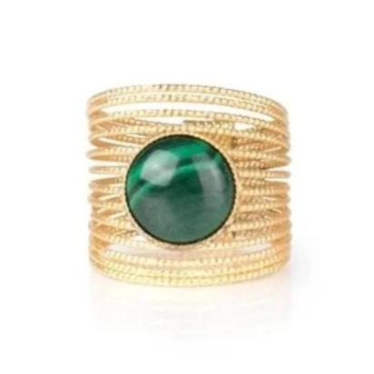 ENEE,  Gold-Plated Ring with a Malachite stone