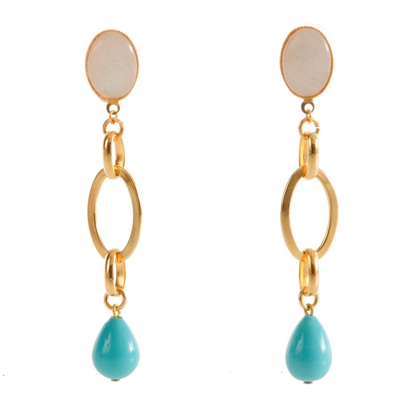 EVA Earring Gold-Plated Pearl and Turquoise