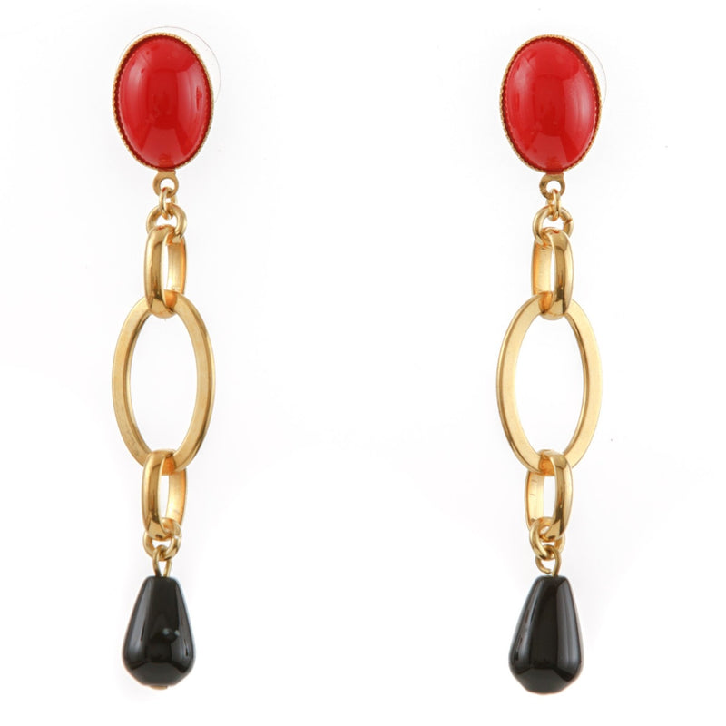 EVA Earring Gold-Plated Red and Black