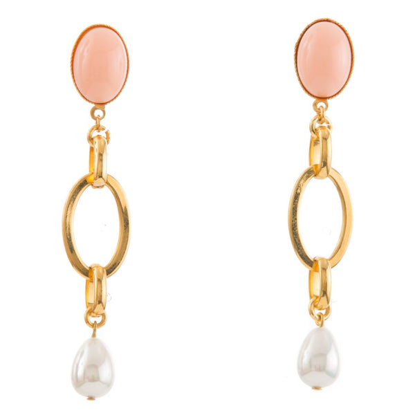 EVA Earring Gold-Plated Coral and Pearl