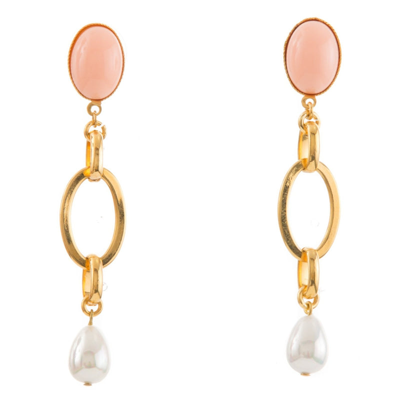 EVA Earring Gold-Plated Coral and Pearl
