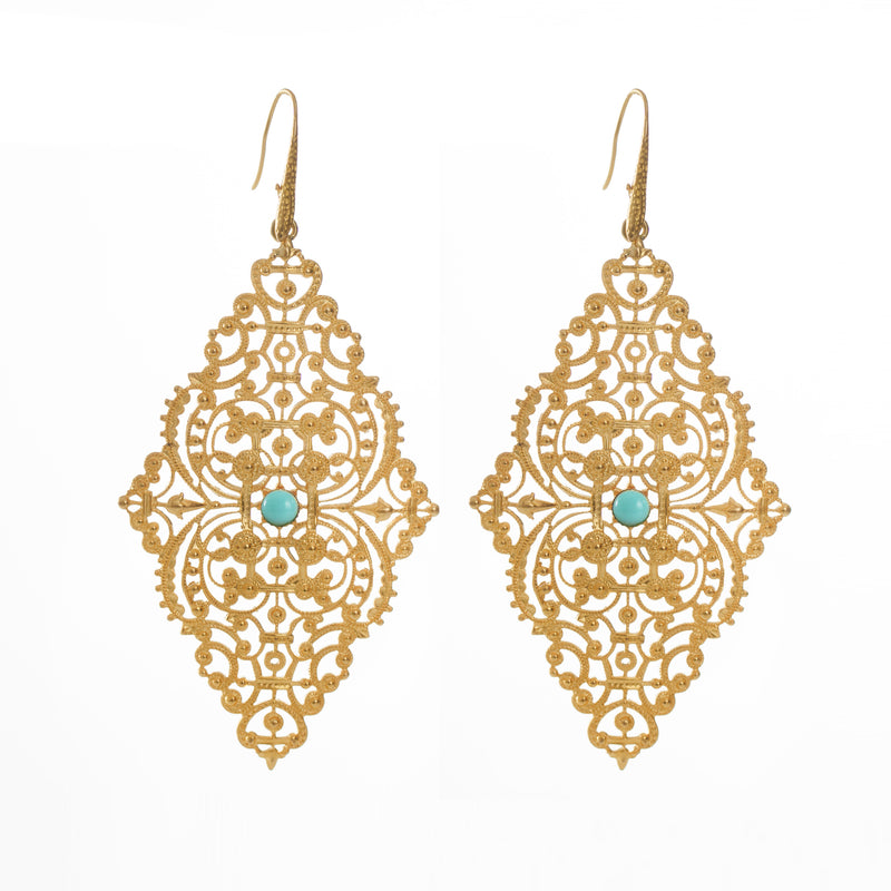 FAUSTINE delicate filigree earrings turquoise