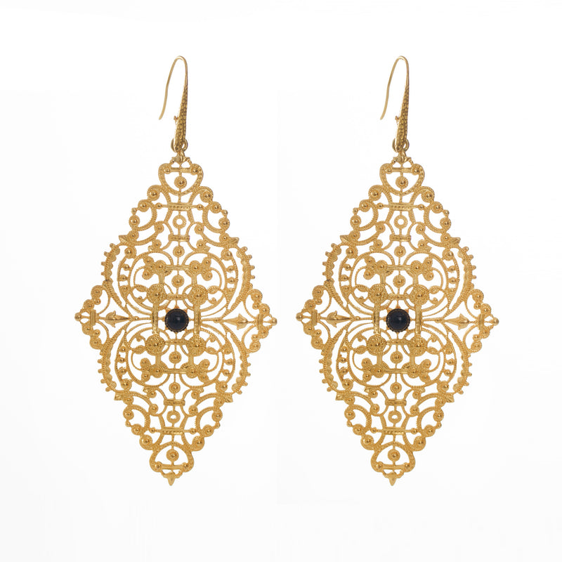 FAUSTINE delicate filigree earrings black