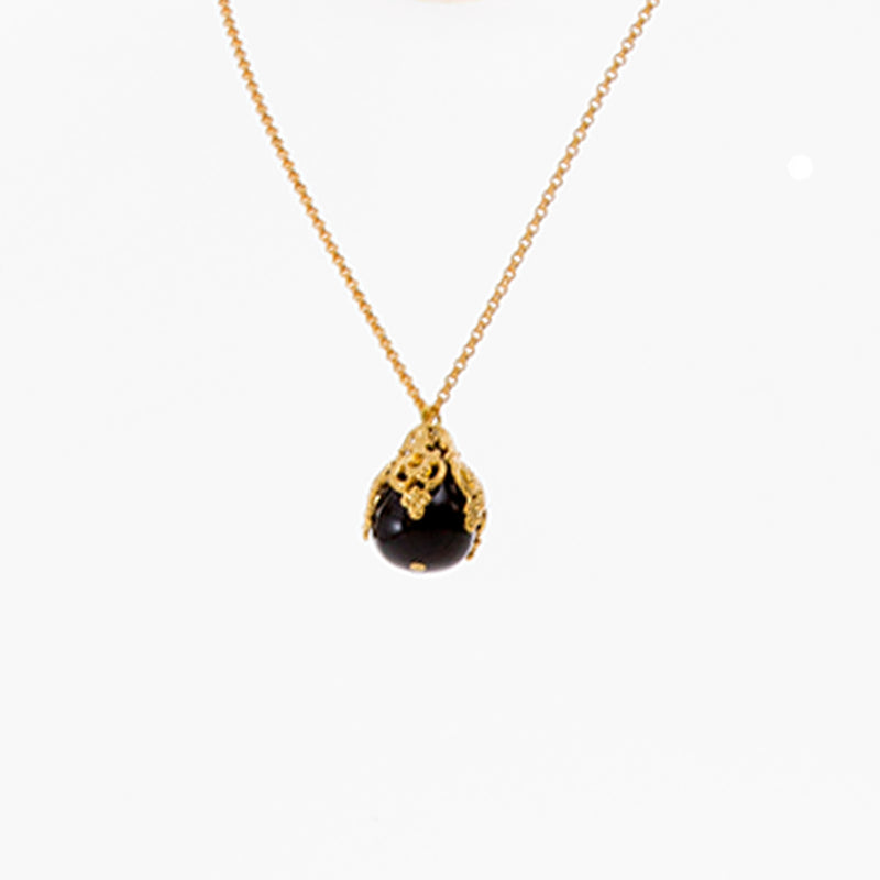 FLORA Pendant Necklace Black Agate