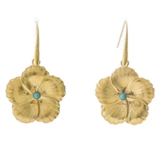 FLORINE flower dangling earrings turquoise