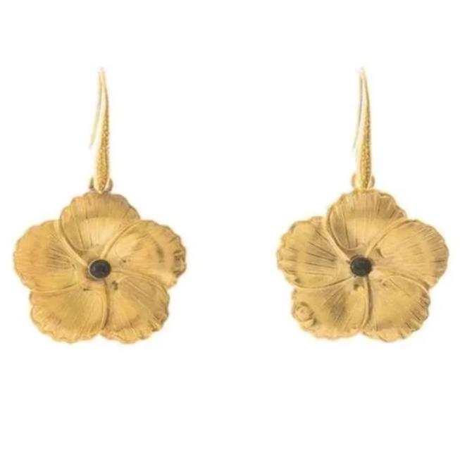 FLORINE flower dangling earrings black