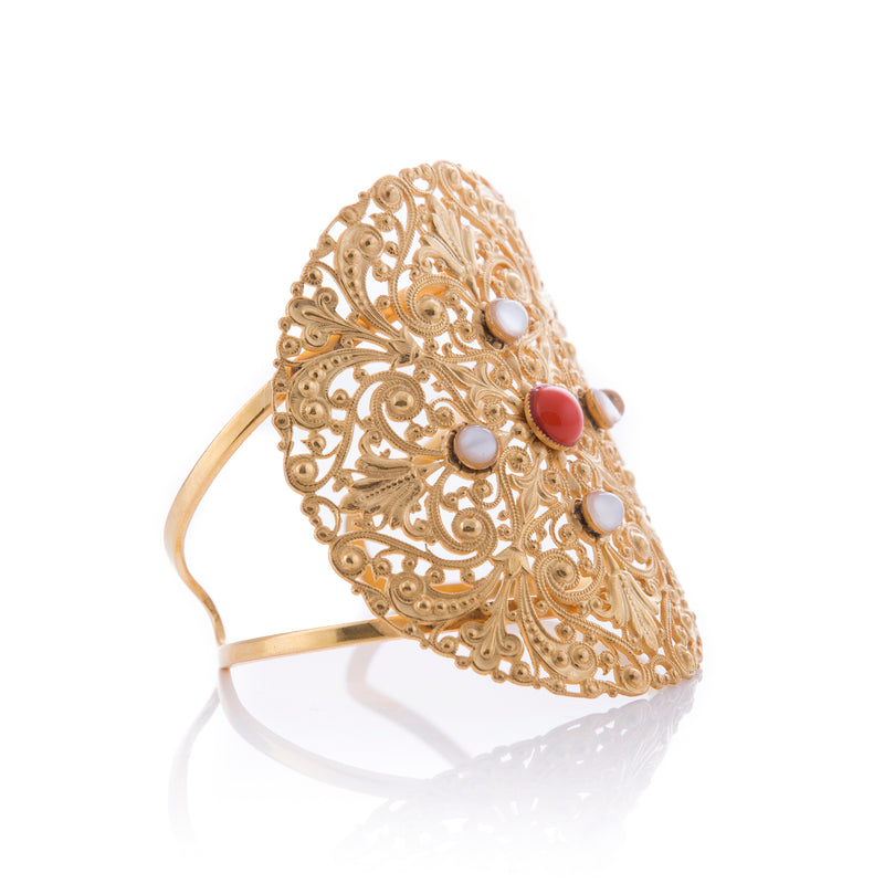 DEMETE adjustable bracelet gold-plated coral