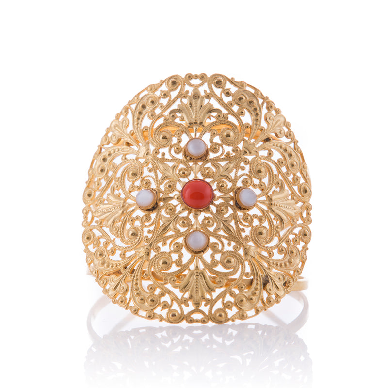 DEMETE adjustable bracelet gold-plated coral