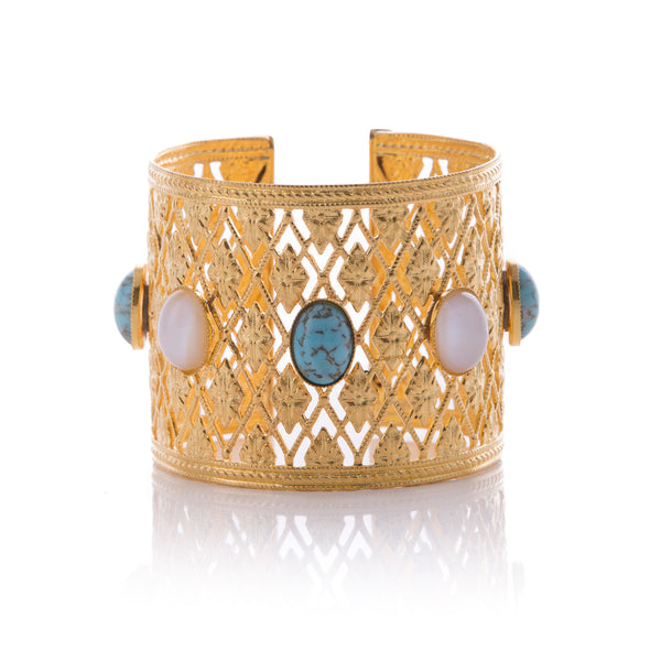 ANTIGONE bracelet gold-plated turquoise and pearl