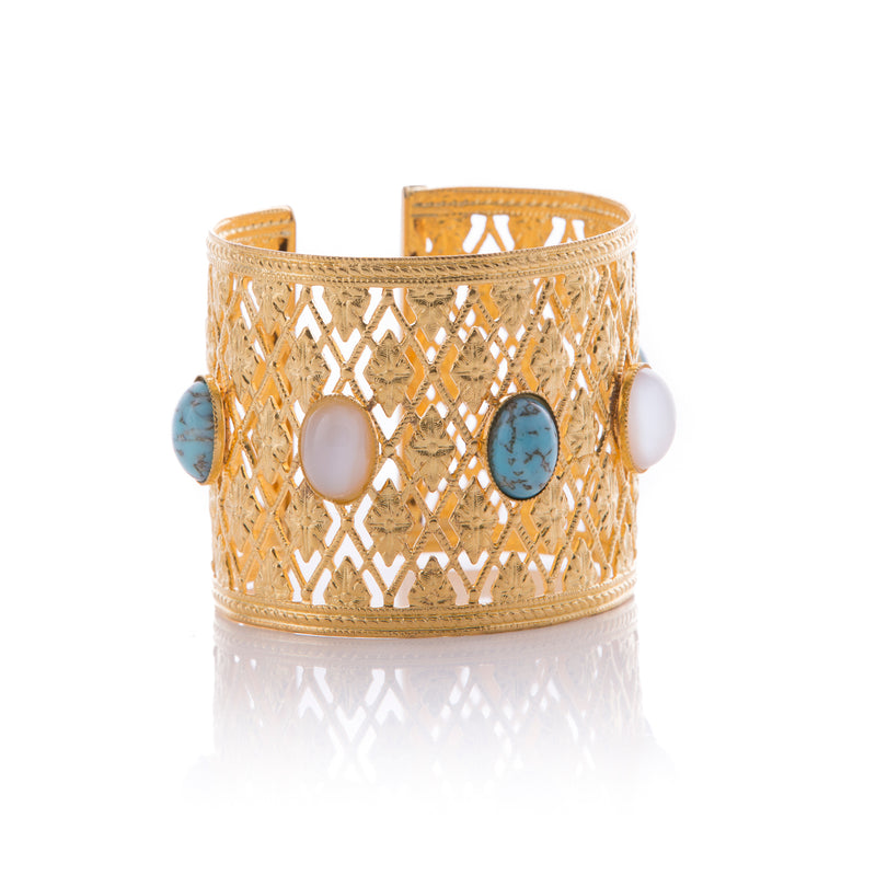 ANTIGONE bracelet gold-plated turquoise and pearl