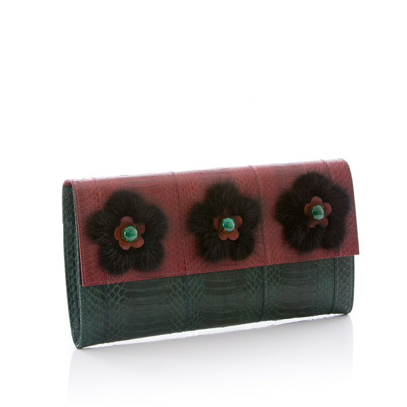FURMEDABLE green clutch with shoulder strap