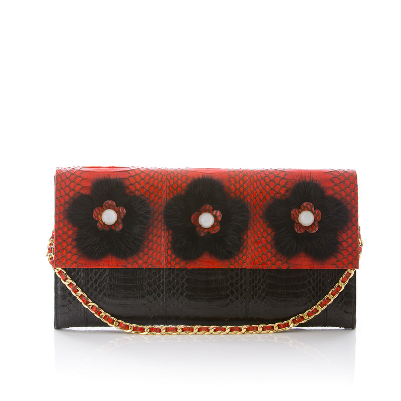 FURMEDABLE red clutch with shoulder strap