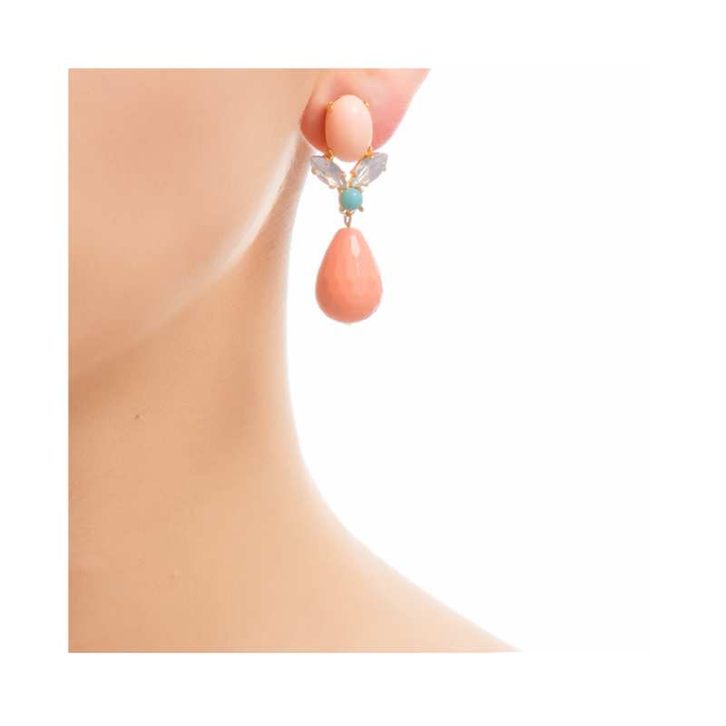 GRACE Earring Swarovski Crystal and Coral