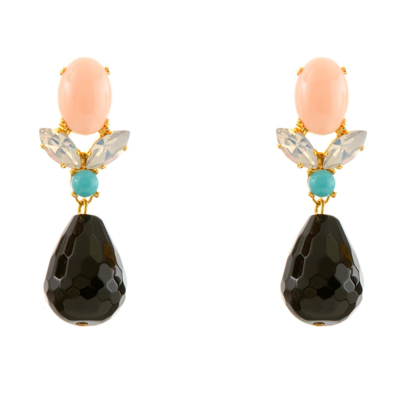 GRACE Earring Swarovski Crystal  Coral and Black