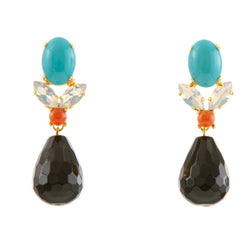GRACE Earring Swarovski Crystal Turquoise and Black