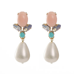 GRACE Earring Swarovski Crystal coral and Pearl