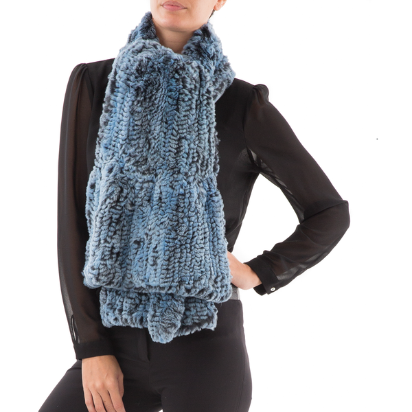 GSTAAD large blue knitted scarf