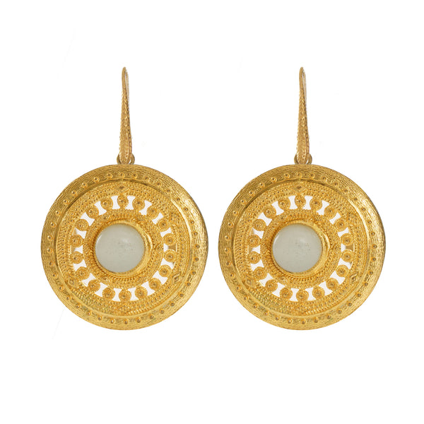 ILONA earrings gold-plated with an amazonite cabochon