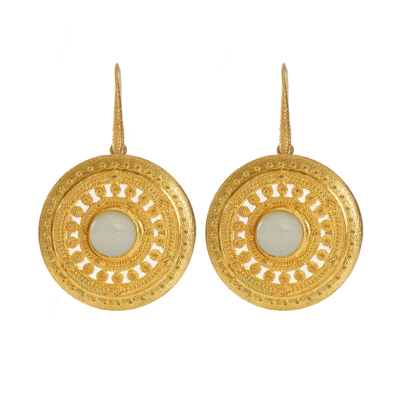 ILONA earrings gold-plated with an amazonite cabochon