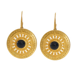 ILONA earrings gold-plated with a black agate cabochon
