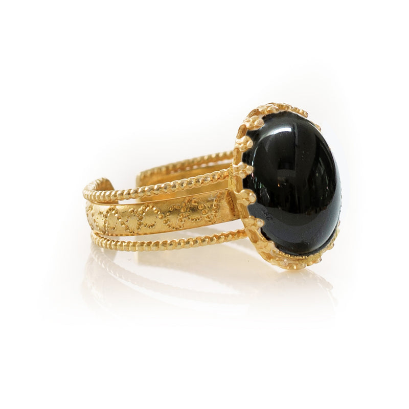 IRENE Adjustable Ring Black Agate