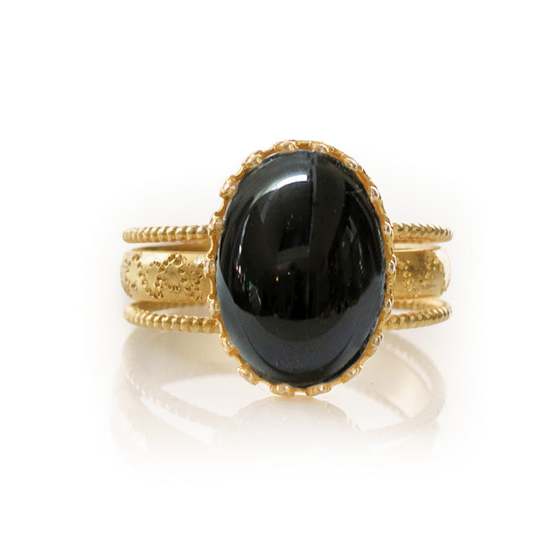 IRENE Adjustable Ring Black Agate
