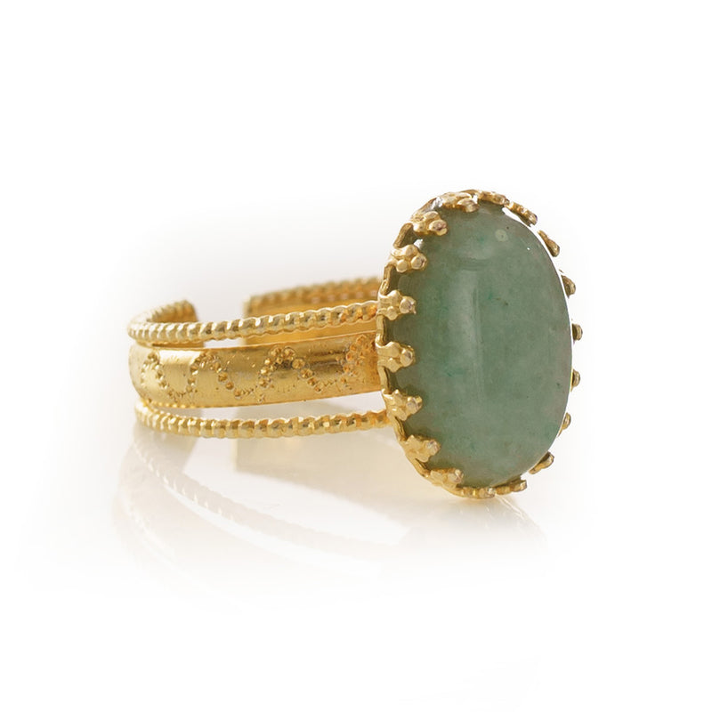 IRENE Adjustable Ring Aventurine Cabochon