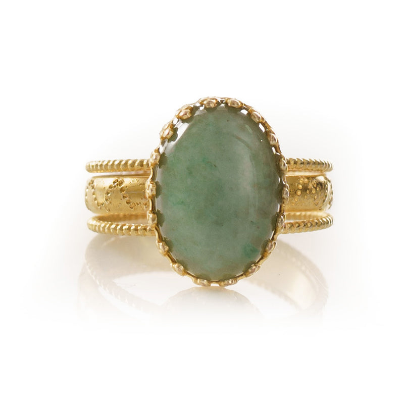 IRENE Adjustable Ring Aventurine Cabochon