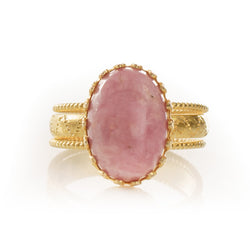 IRENE Adjustable Ring Rhodochrosite Cabochon