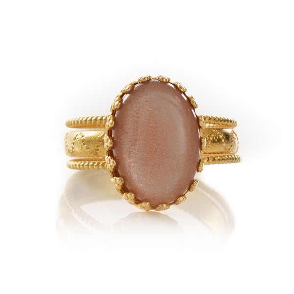 IRENE Adjustable Ring Pink Opal
