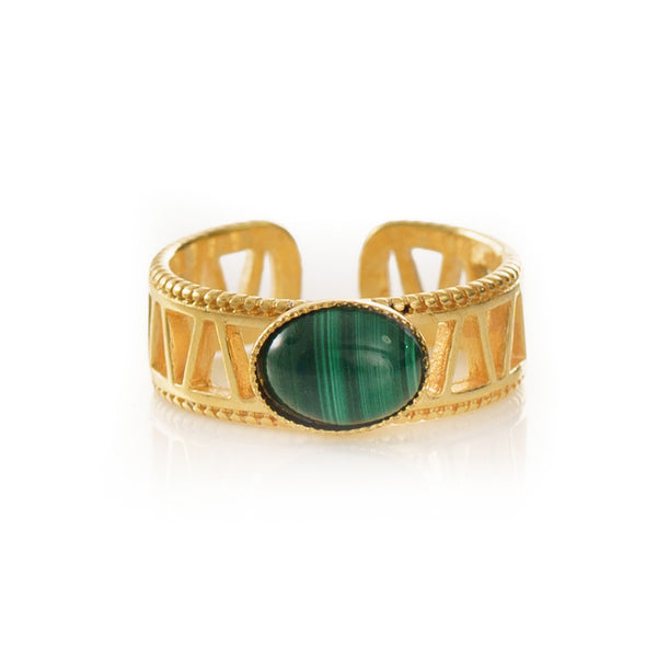 JANIS adjustable ring malachite