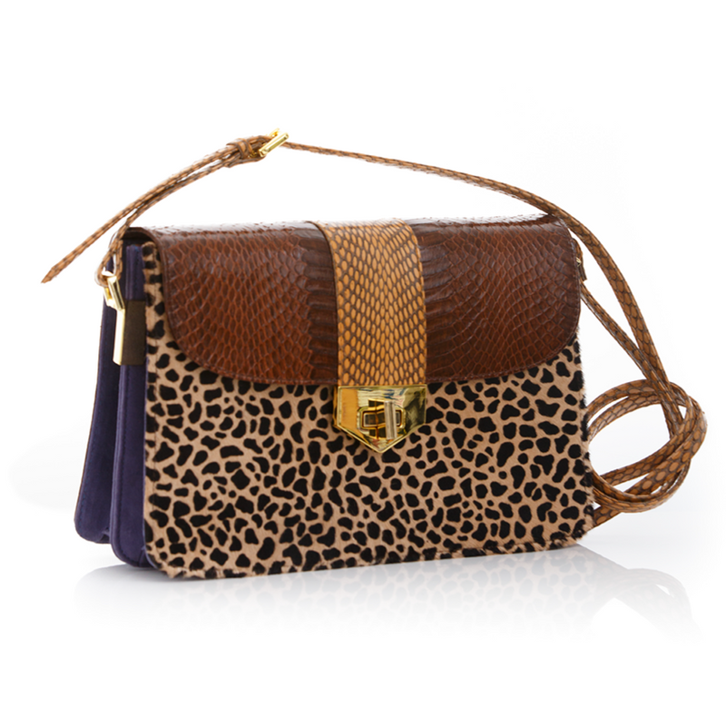 Crossbody Bag LIM LE FO Brown Cobra and Leopard Print