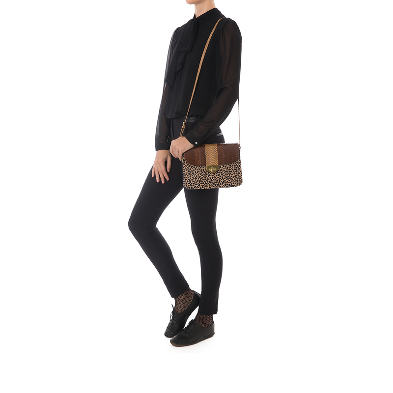 Crossbody Bag LIM LE FO Brown Cobra and Leopard Print