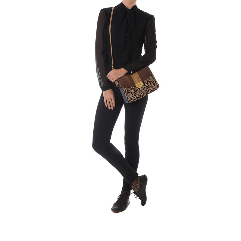 Crossbody Bag LIM LE FO Brown Cobra and Leopard Print