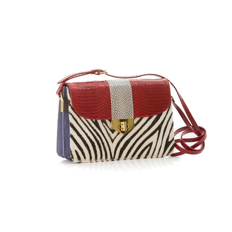 Crossbody Bag LIM LE FO Red Cobra with Zebra Print Calf