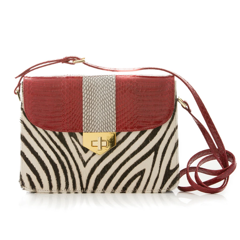 Crossbody Bag LIM LE FO Red Cobra with Zebra Print Calf