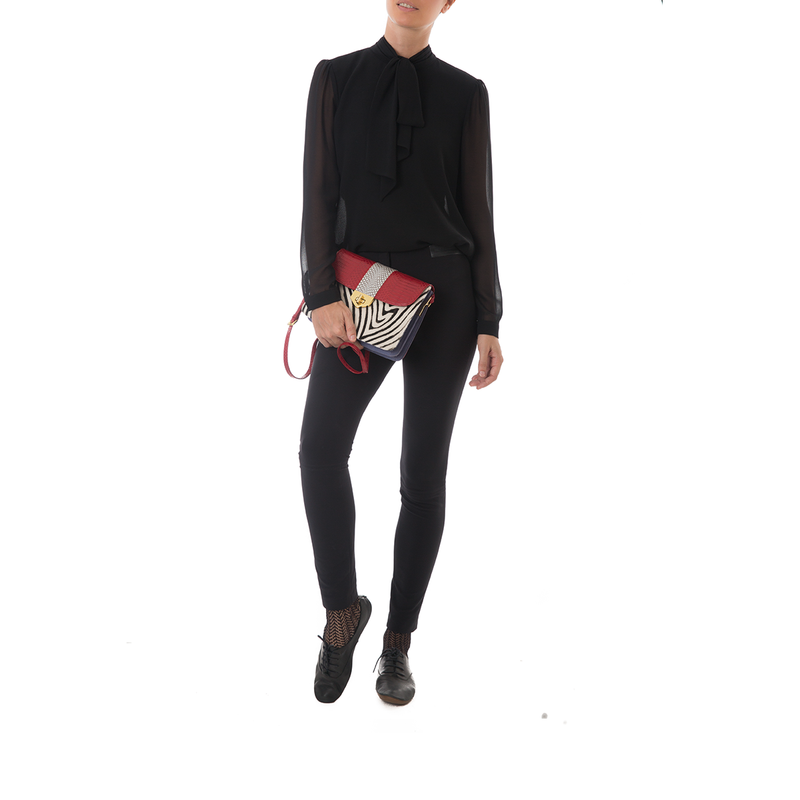 Crossbody Bag LIM LE FO Red Cobra with Zebra Print Calf
