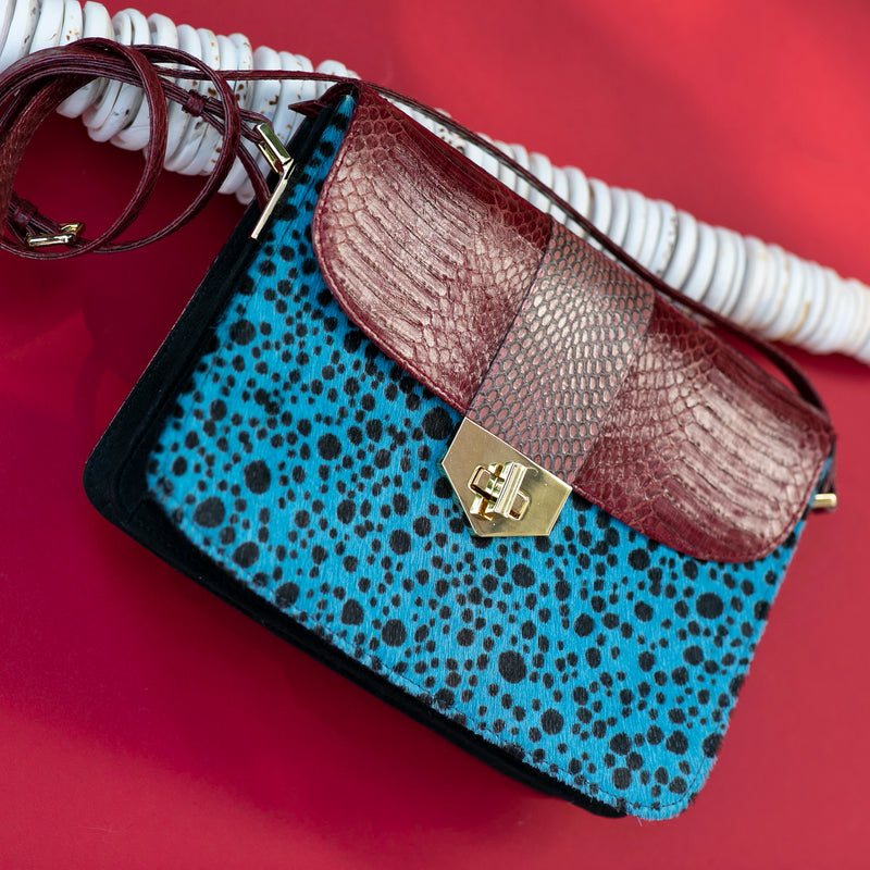 Crossbody bag LIM LE FO cassis and polka blue