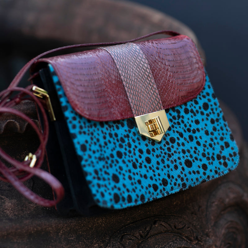 Crossbody bag LIM LE FO cassis and polka blue