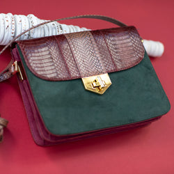 Crossbody bag LIM LE FO cassis and forest colour