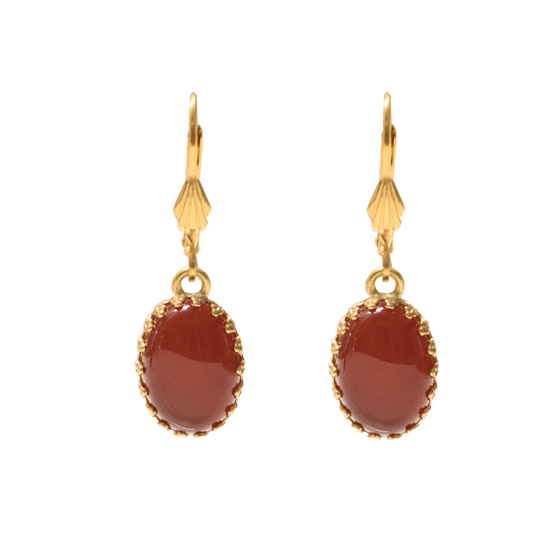LOLA Gold Earring red cabochon