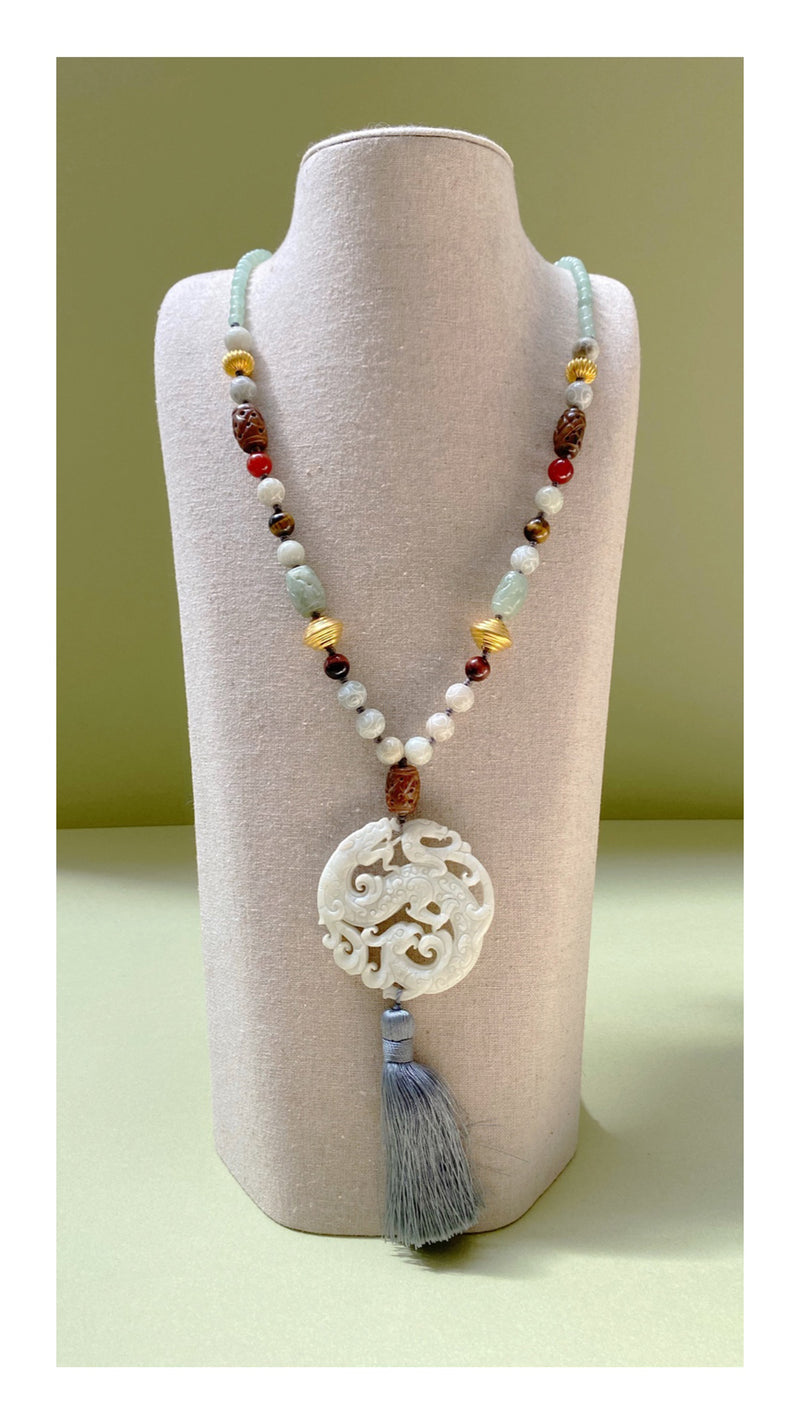 MACAO necklace serpentine & semiprecious stones