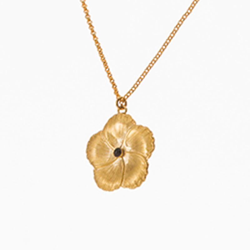 MADELEINE Delicate Flower Pendant Necklace Black