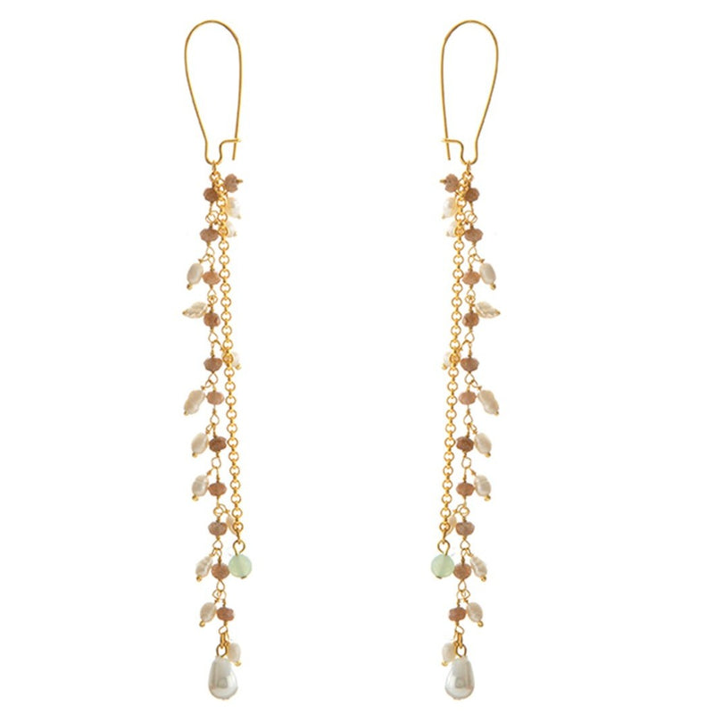 MANI Earring Gold-Plated Multicolor Pearls