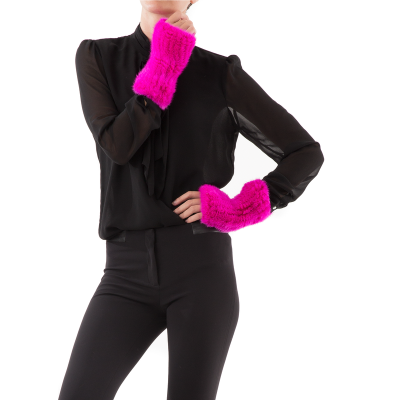 MEGEVE Fushia Knitted Mittens