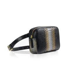 WANTOO, Two-in-one belt and crossbody bag, hand painted python and cobra